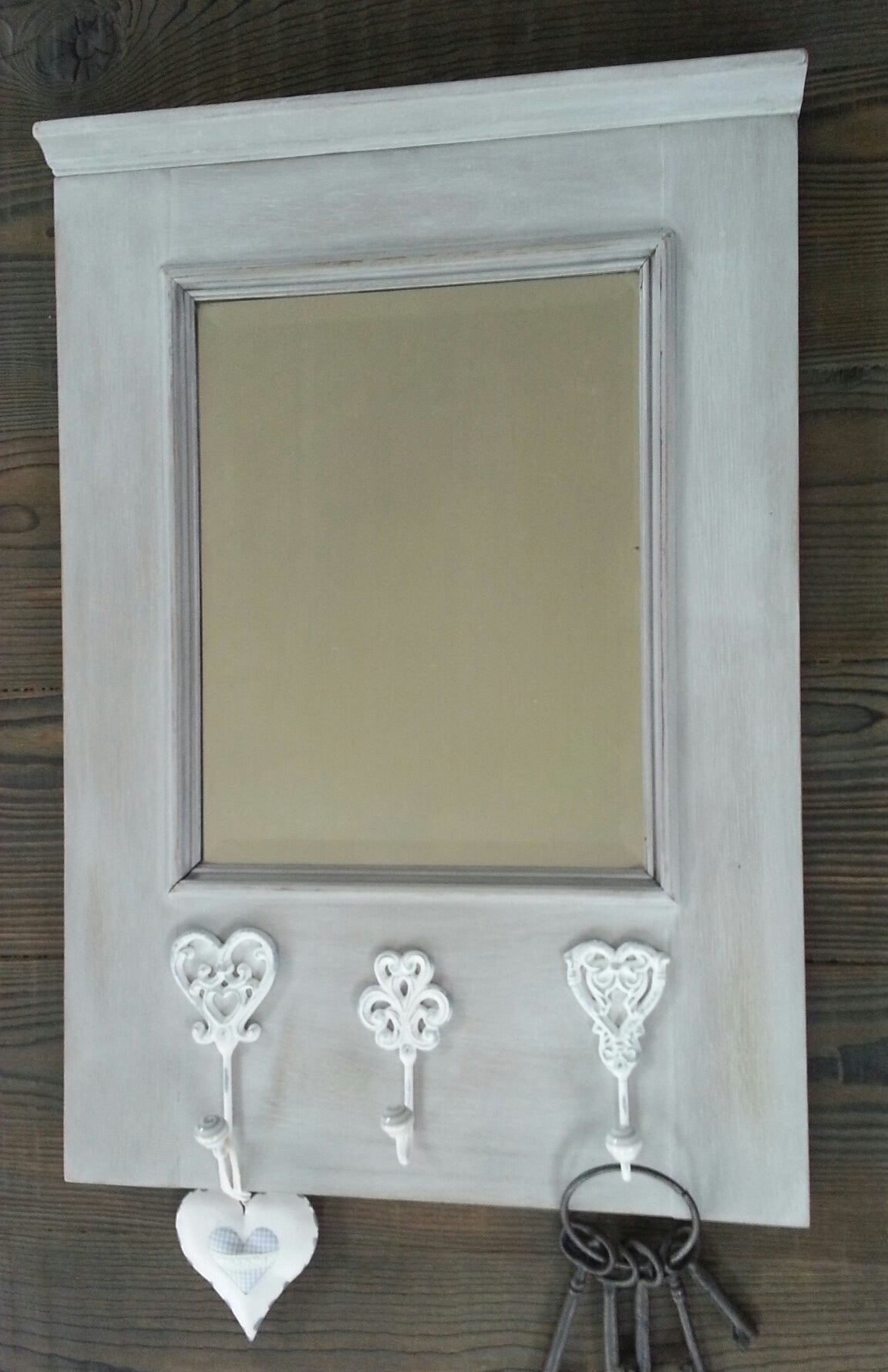 Wandspiegel Haken Spiegel alt antik shabby ländlich Bad Flur