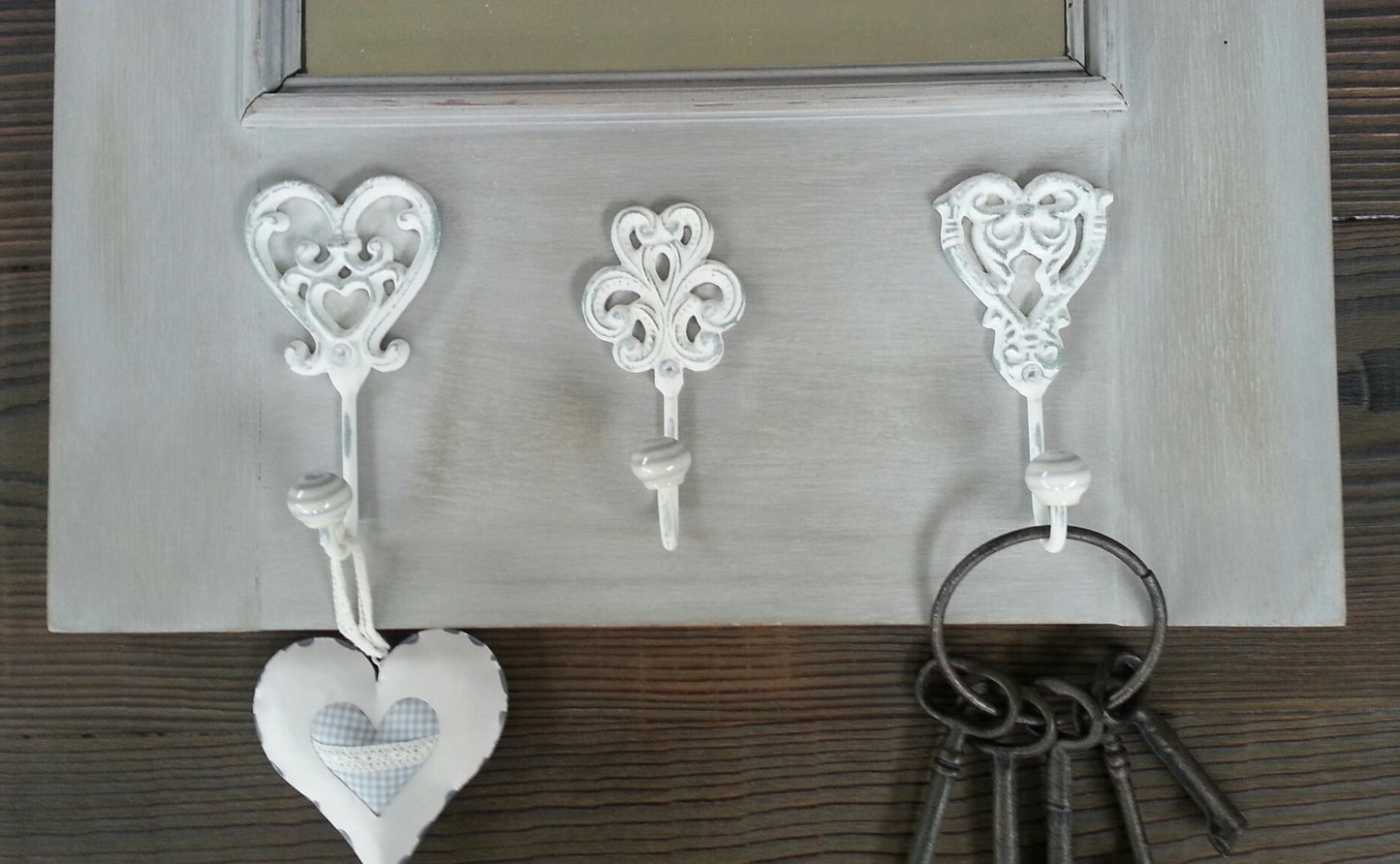 Wandspiegel Haken Spiegel alt antik shabby ländlich Bad Flur