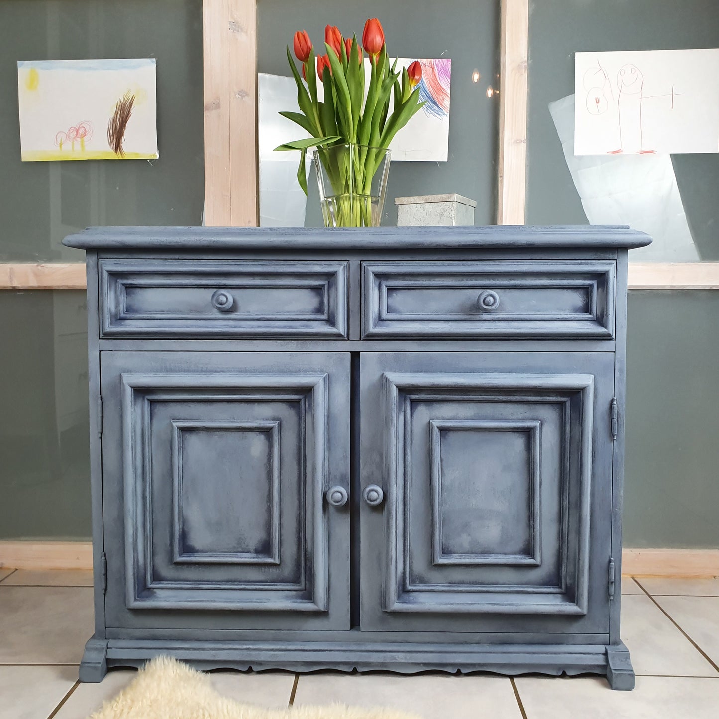 Sideboard Kommode vintage blau shabby