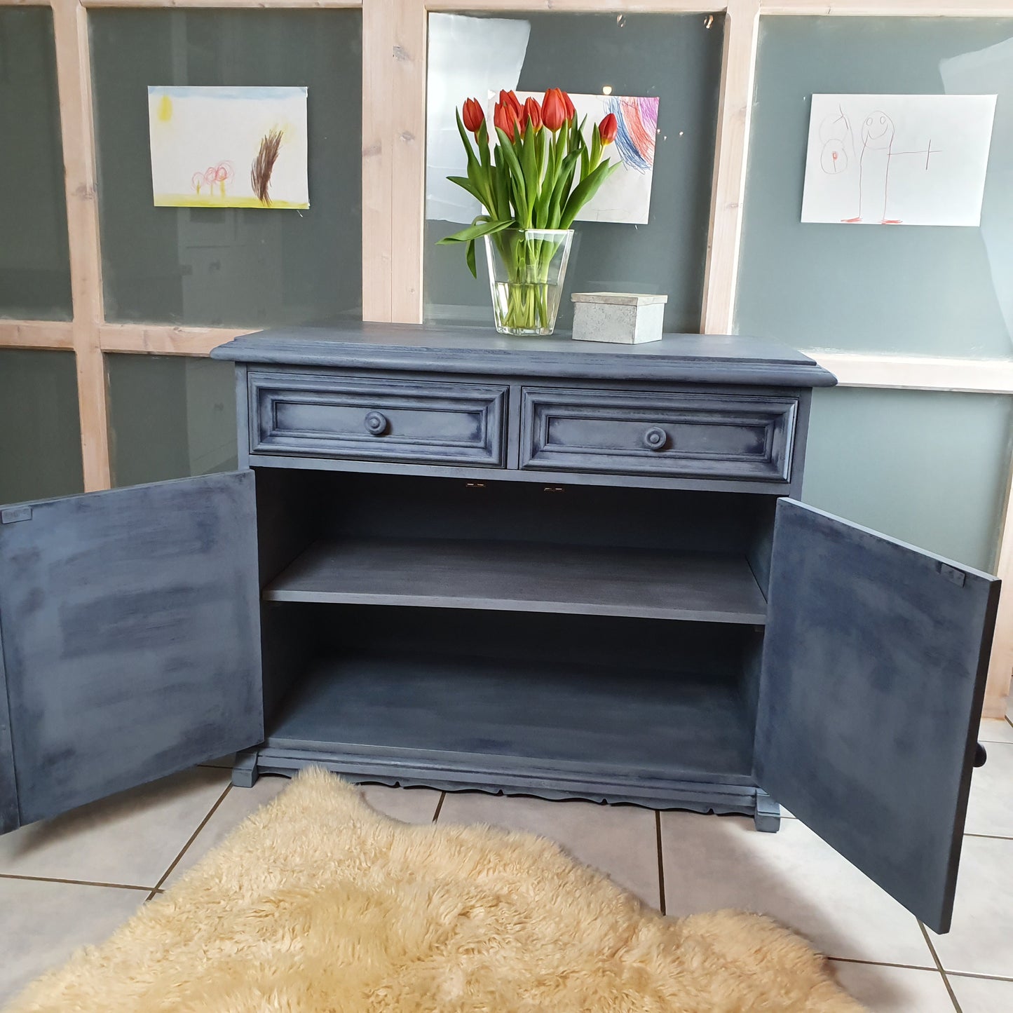 Sideboard Kommode vintage blau shabby