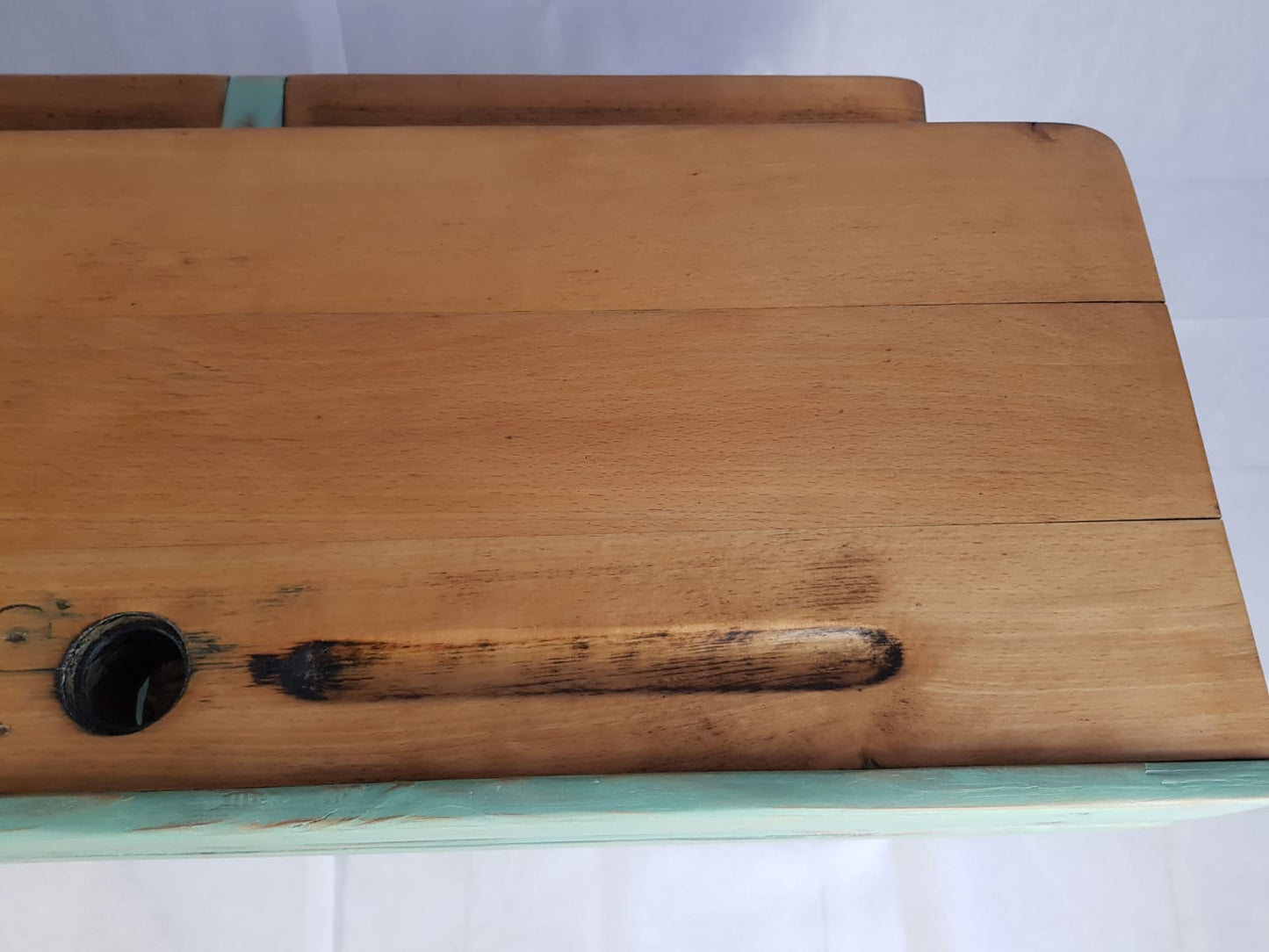 Vintage Schulbank mit Pult und Bank im Shabbylook