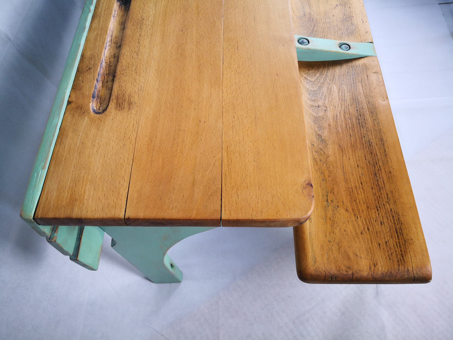Vintage Schulbank mit Pult und Bank im Shabbylook