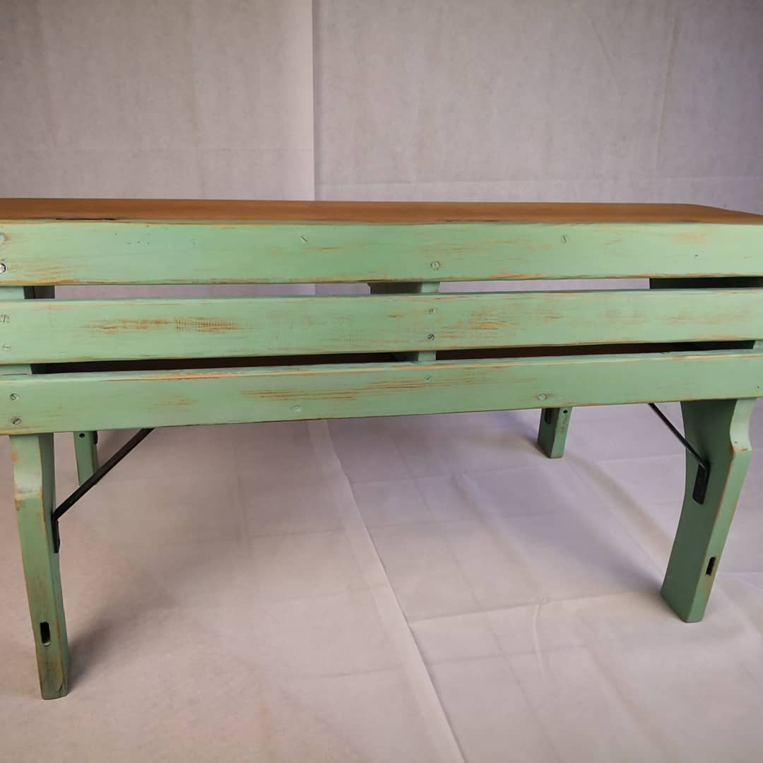 Vintage Schulbank mit Pult und Bank im Shabbylook