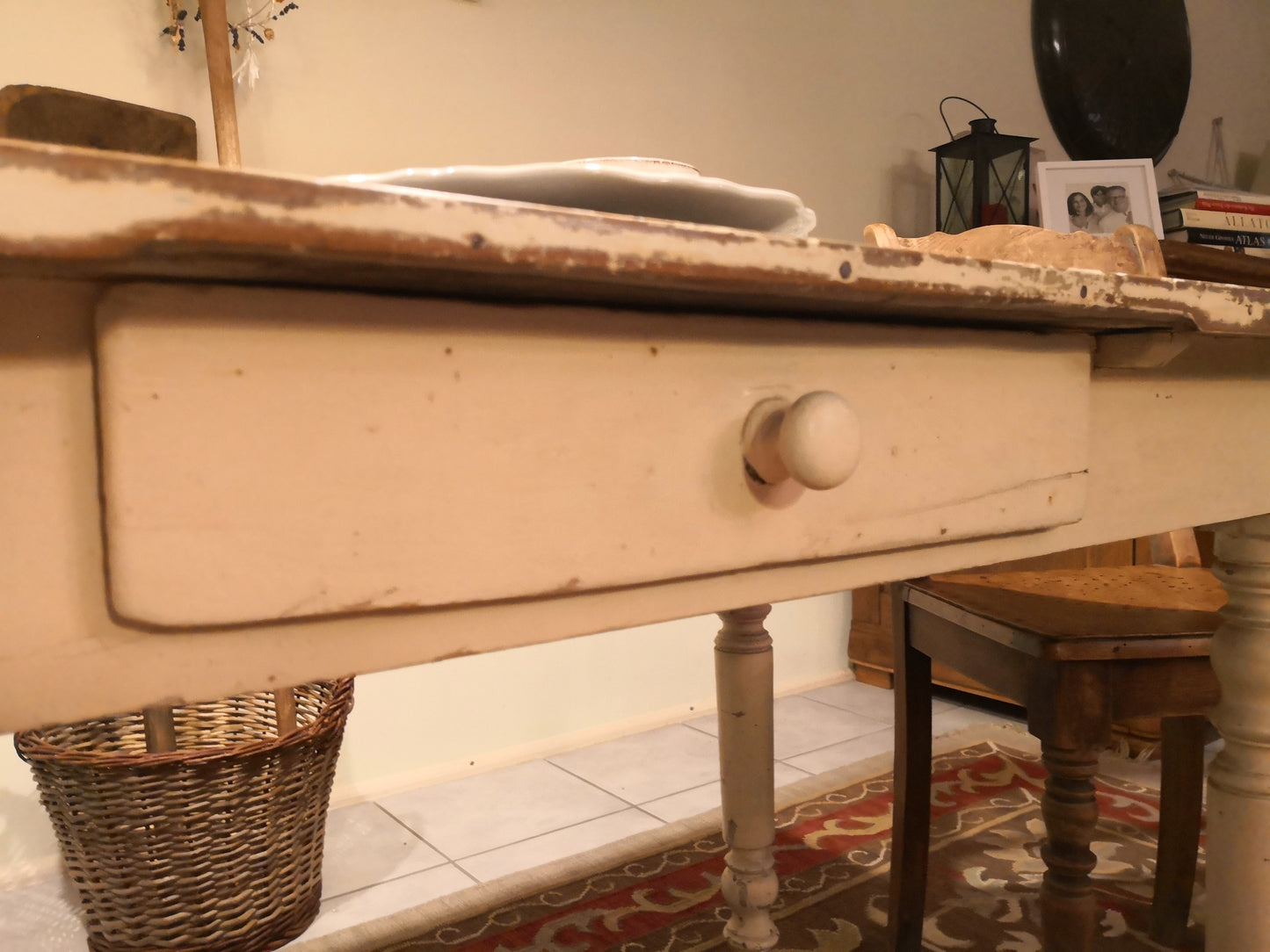 Küchentisch Tisch antik shabby massiv weiss